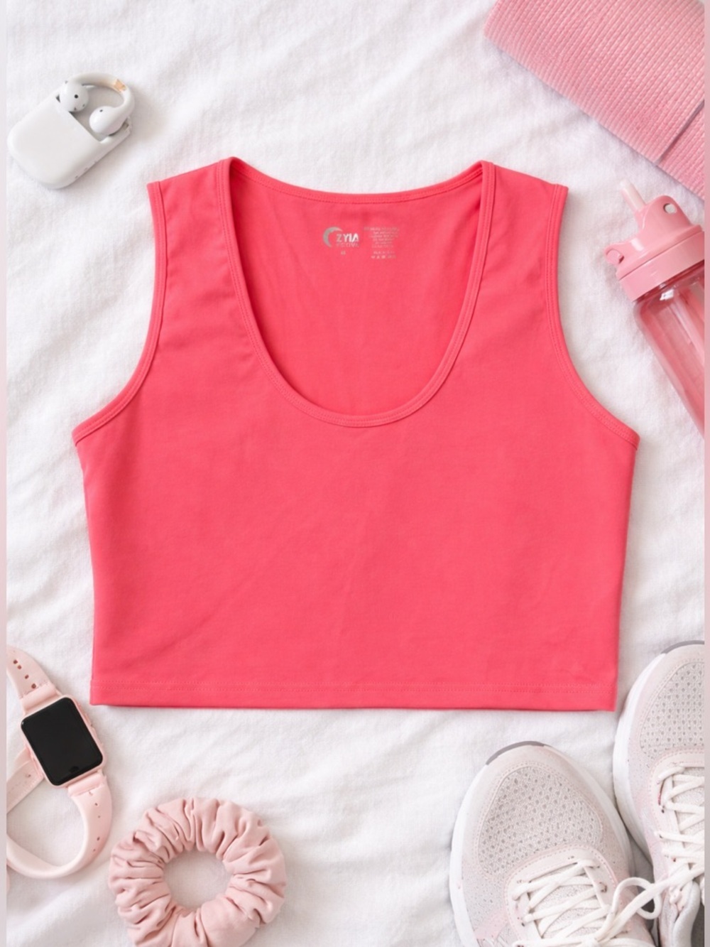 ZYIA Active Neon Pink Crop Tank Top Athletic Workout Gym Size M